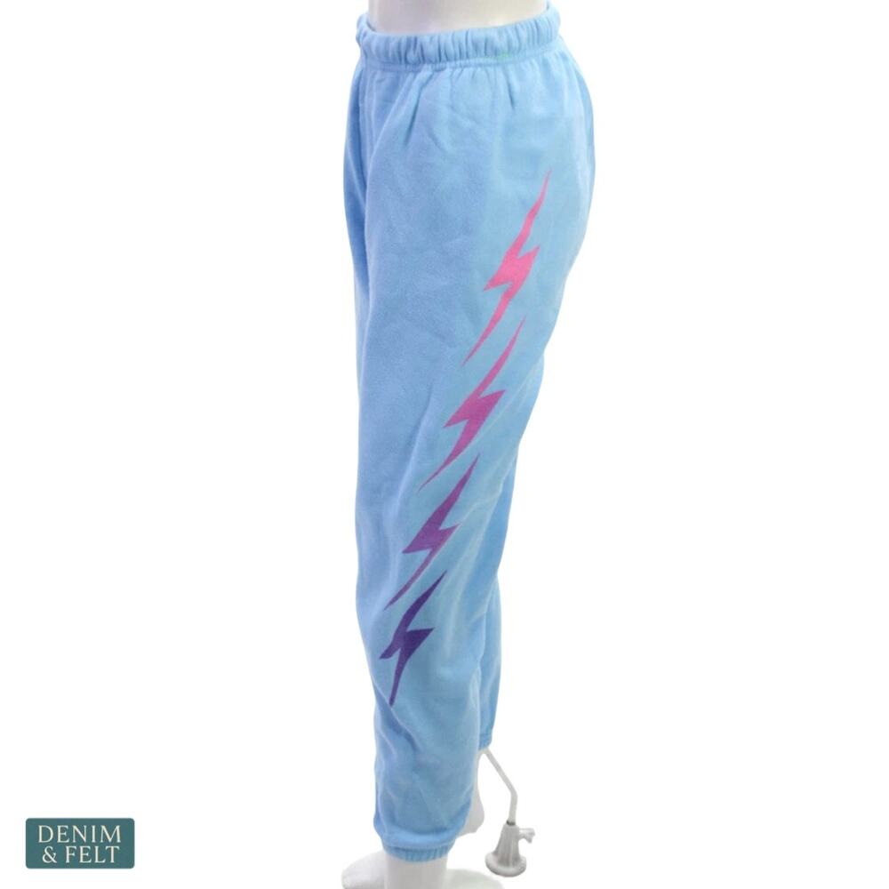 Aviator Nation Bolt Fade 4 Sweatpants Sky Blue Lightning‎ Lounge Cozy USA Made - Picture 3 of 13